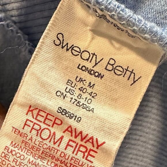 Sweaty Betty Blue Cowl Neck Sweatshirt Hoodie with Pockets Size 8-10 - Picture 8 of 12